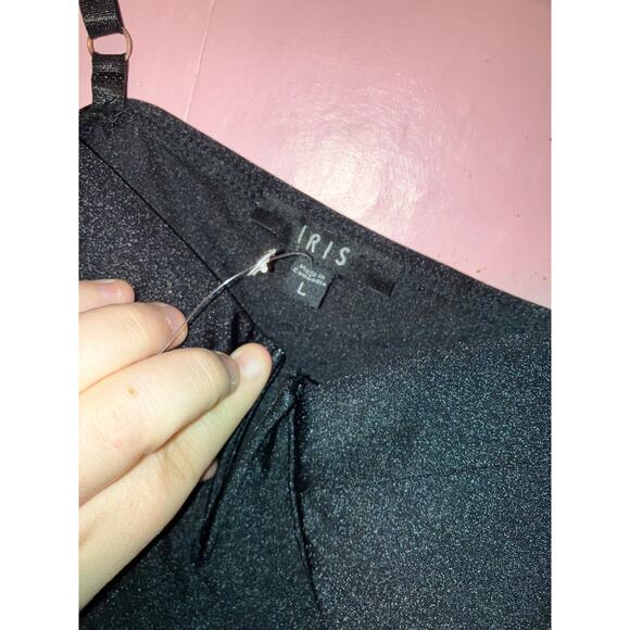 NWT IRIS Black Sparkle Bustier Crop Top/ Bra Top Size Large - Picture 2 of 9